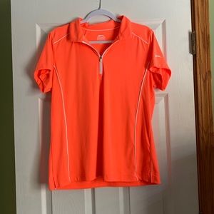 Orange fitted half zip golf shirt size XL
